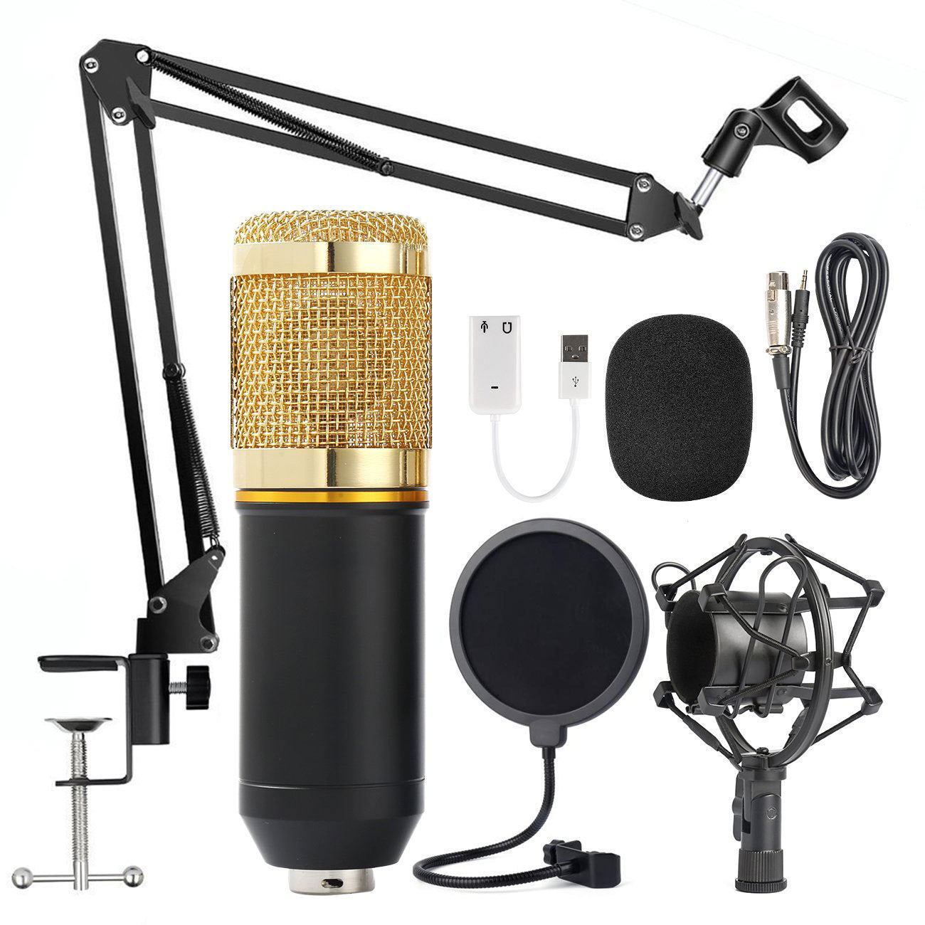 KTX-243539 Condenser Microphone for Home Recording and Live Streaming with Metal or Plastic Shock Frames