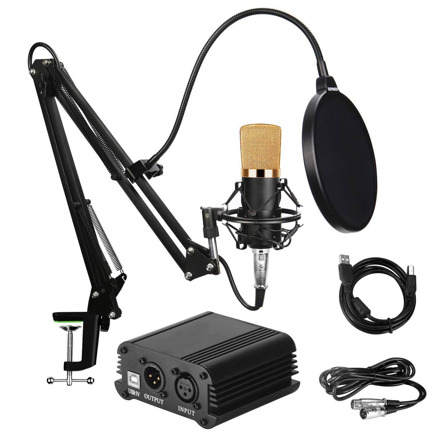 KTX-243539 Condenser Microphone for Home Recording and Live Streaming with Metal or Plastic Shock Frames