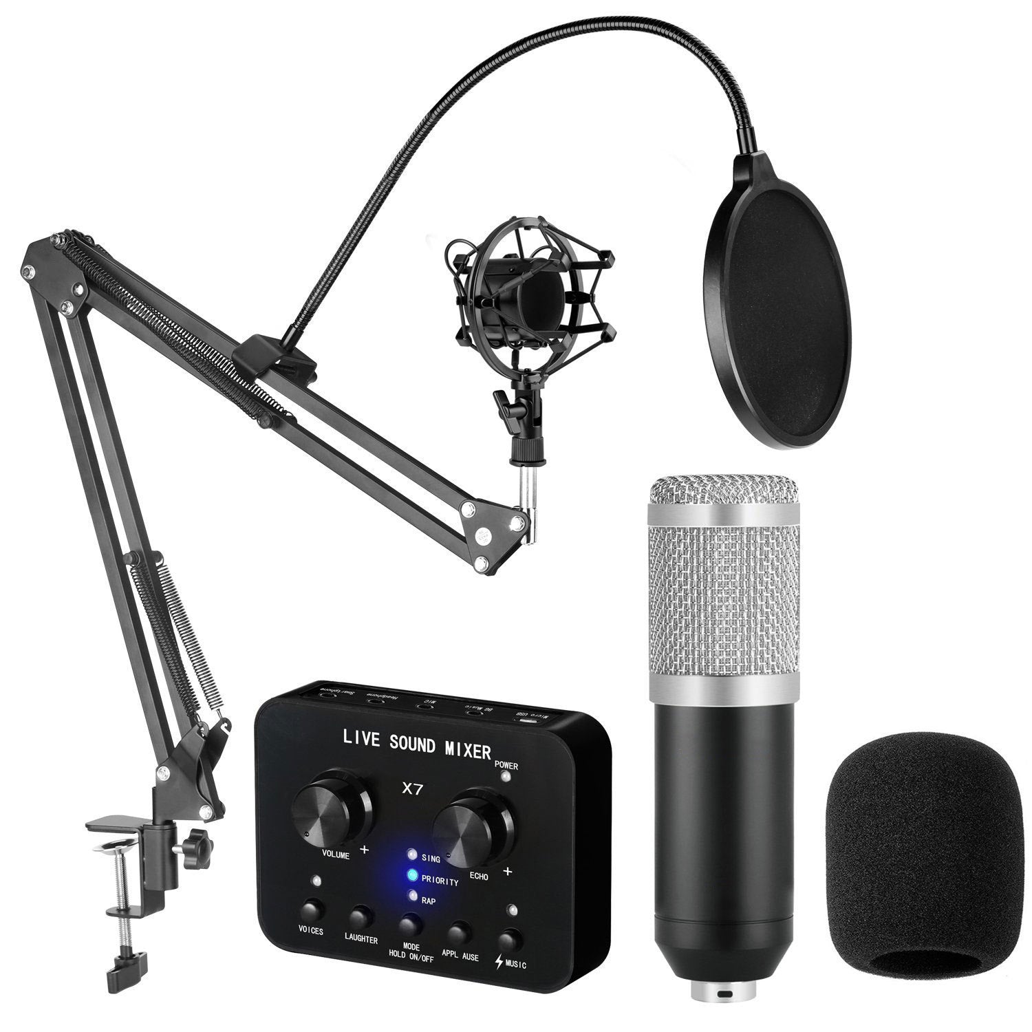 KTX-243539 Condenser Microphone for Home Recording and Live Streaming with Metal or Plastic Shock Frames