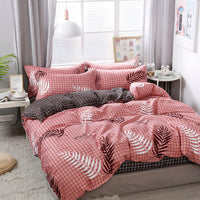 HKM-243603 Cotton-Polyester Four Piece Bedding Set - Includes Quilt Cover, Bed Sheet, and Pillow Cases