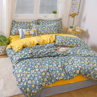 HKM-243603 Cotton-Polyester Four Piece Bedding Set - Includes Quilt Cover, Bed Sheet, and Pillow Cases