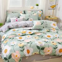 HKM-243603 Cotton-Polyester Four Piece Bedding Set - Includes Quilt Cover, Bed Sheet, and Pillow Cases