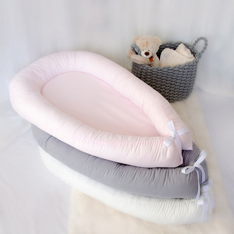 HKM-243667 Foldable Cotton Newborn Bionic Bed - 80 x 50 CM, Available in White, Pink, Gray, Orange, and Fruit Green