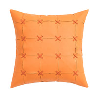HKM-243795 Solid Color Hand-Woven PU Leather Pillow Cover - 45cm, Modern Simplicity in Orange, Gray, White, Yellow, Black