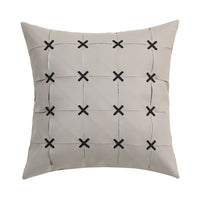 HKM-243795 Solid Color Hand-Woven PU Leather Pillow Cover - 45cm, Modern Simplicity in Orange, Gray, White, Yellow, Black