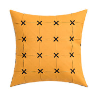 HKM-243795 Solid Color Hand-Woven PU Leather Pillow Cover - 45cm, Modern Simplicity in Orange, Gray, White, Yellow, Black