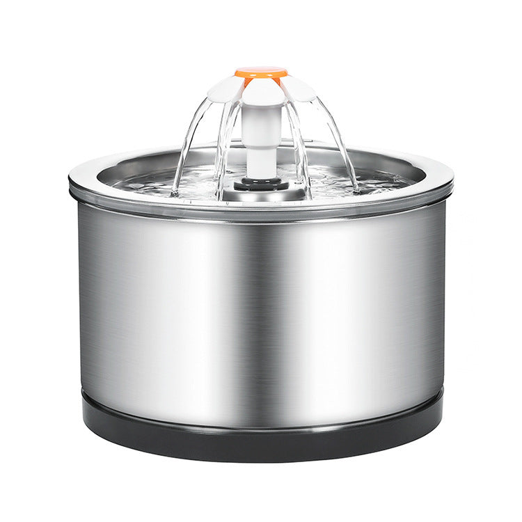 HKM-243859 Stainless Steel Pet Water Dispenser with Flower Design for Cats and Small Dogs