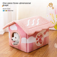 HKM-244115 Removable and Washable Semi-Surrounded Pet Room in Japanese House Pink, Dark Brown, and Light Brown