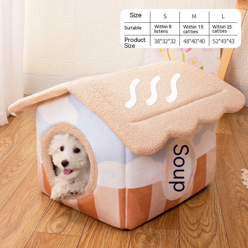HKM-244115 Removable and Washable Semi-Surrounded Pet Room in Japanese House Pink, Dark Brown, and Light Brown