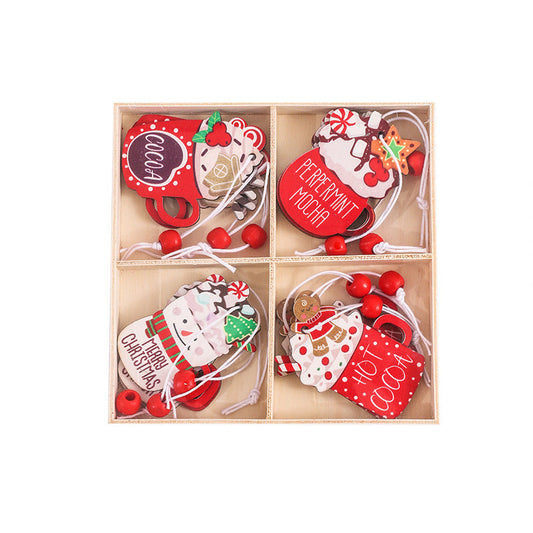 HKM-244115 Wooden Gingerbread Man Christmas Decoration Box Set - 12 Pieces