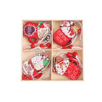 HKM-244115 Wooden Gingerbread Man Christmas Decoration Box Set - 12 Pieces