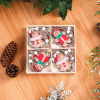 HKM-244115 Wooden Gingerbread Man Christmas Decoration Box Set - 12 Pieces