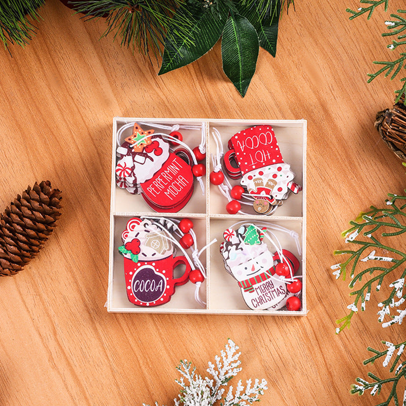 HKM-244115 Wooden Gingerbread Man Christmas Decoration Box Set - 12 Pieces