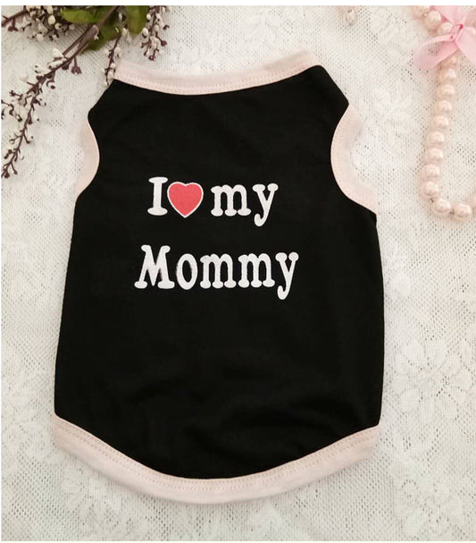 HKM-244243 Love Mom Casual Summer Pet Vest – Cotton, Available in Multiple Colors and Sizes