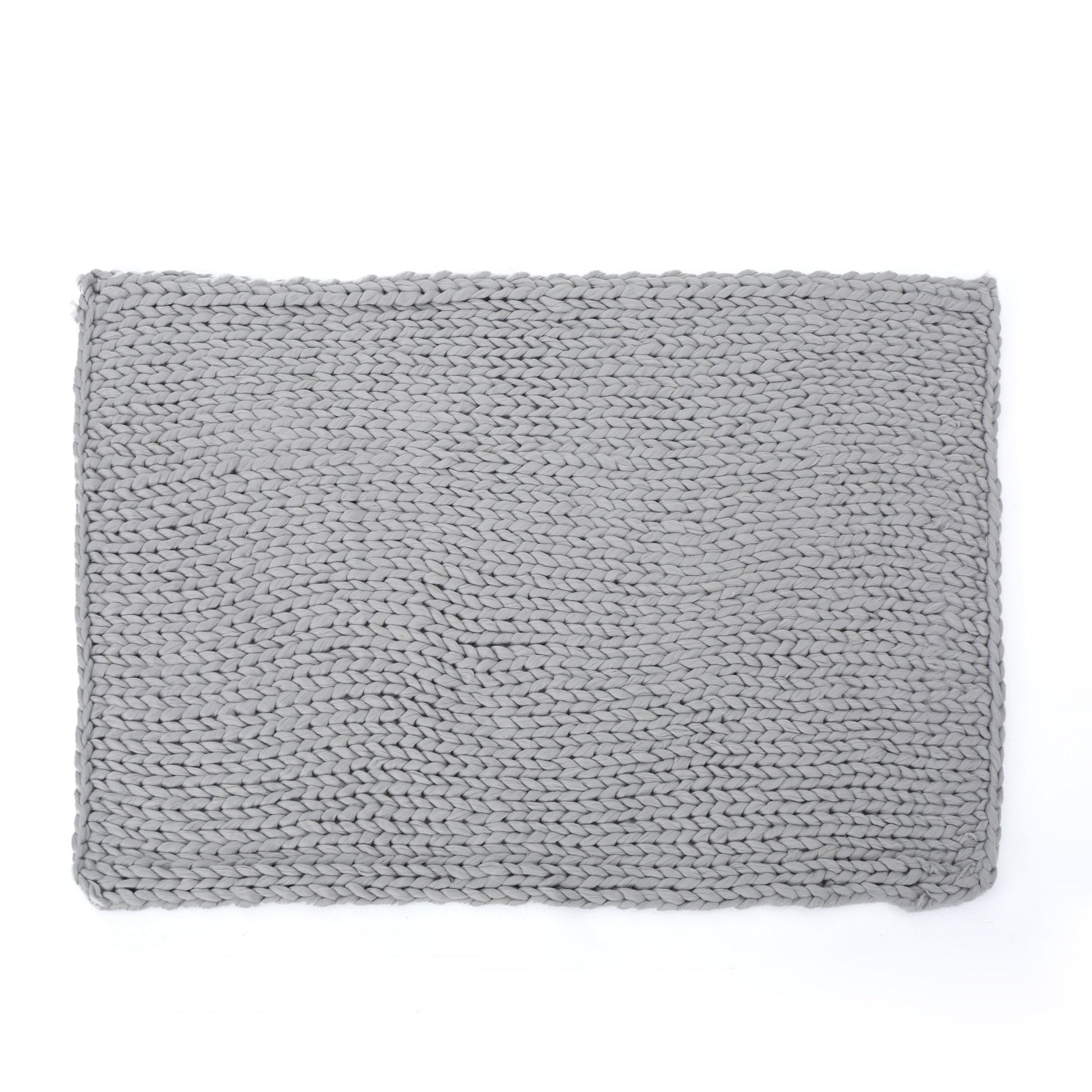 HKM-244307 Silver Knitted Blanket - Cozy Acrylic Fabric, Double-Sided Design, 50x60 Inches