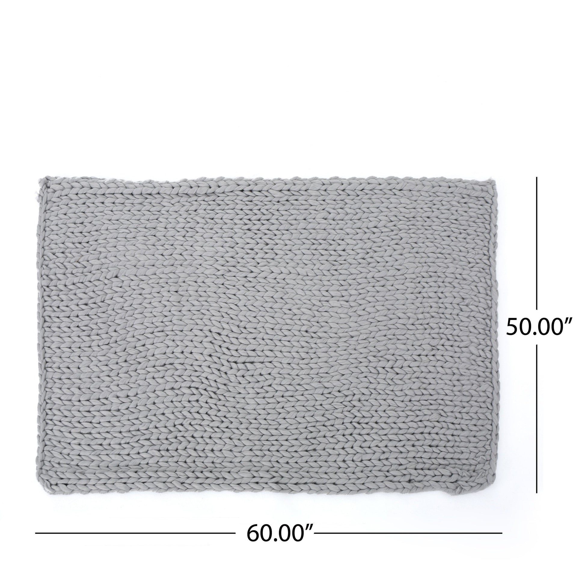 HKM-244307 Silver Knitted Blanket - Cozy Acrylic Fabric, Double-Sided Design, 50x60 Inches