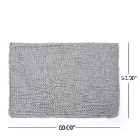 HKM-244307 Silver Knitted Blanket - Cozy Acrylic Fabric, Double-Sided Design, 50x60 Inches