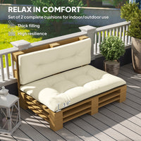 HKM-244371 Cream White 3.9 Thick Tufted Outdoor 2 Seater Pallet Cushions Set for Garden and Patio