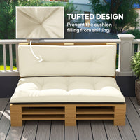 HKM-244371 Cream White 3.9 Thick Tufted Outdoor 2 Seater Pallet Cushions Set for Garden and Patio