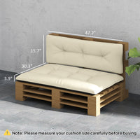 HKM-244371 Cream White 3.9 Thick Tufted Outdoor 2 Seater Pallet Cushions Set for Garden and Patio