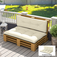 HKM-244371 Cream White 3.9 Thick Tufted Outdoor 2 Seater Pallet Cushions Set for Garden and Patio