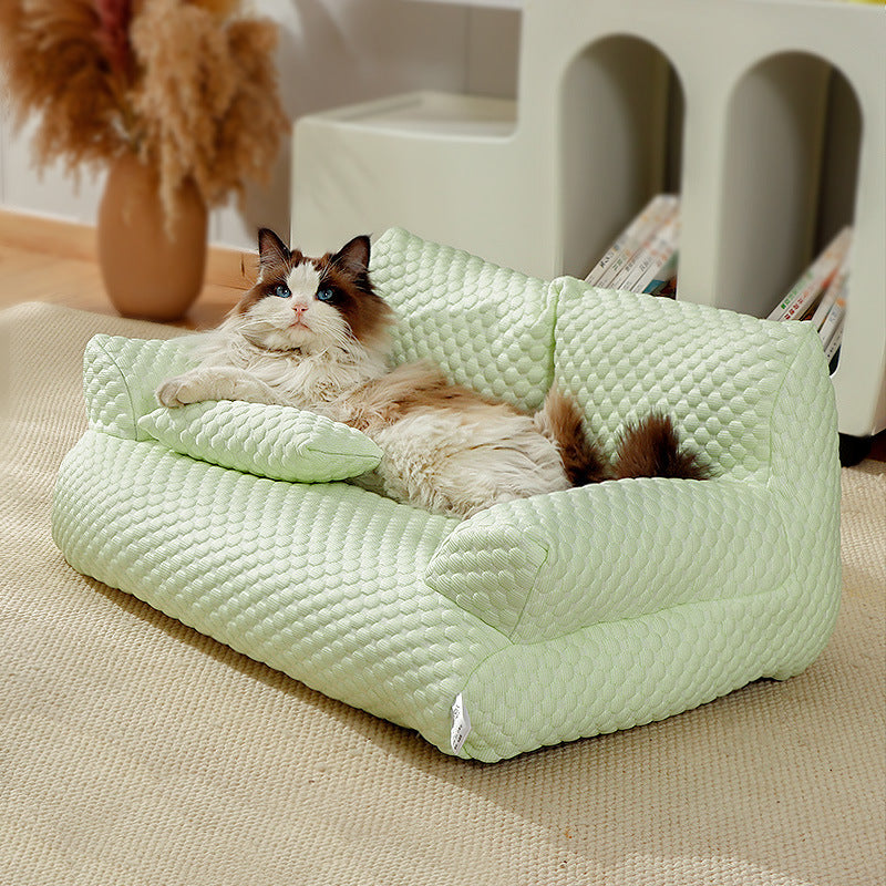 HKM-244371 Pet Sofa Four Seasons Universal Removable And Washable Kennel Waterproof Breathable Ice Silk