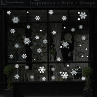 HKM-244435 Large White Snowflake Glass Decoration Stickers - Waterproof PVC Wall Murals for Stylish Holiday Decor