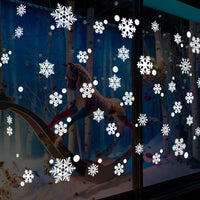 HKM-244435 Large White Snowflake Glass Decoration Stickers - Waterproof PVC Wall Murals for Stylish Holiday Decor