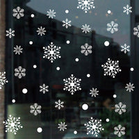 HKM-244435 Large White Snowflake Glass Decoration Stickers - Waterproof PVC Wall Murals for Stylish Holiday Decor