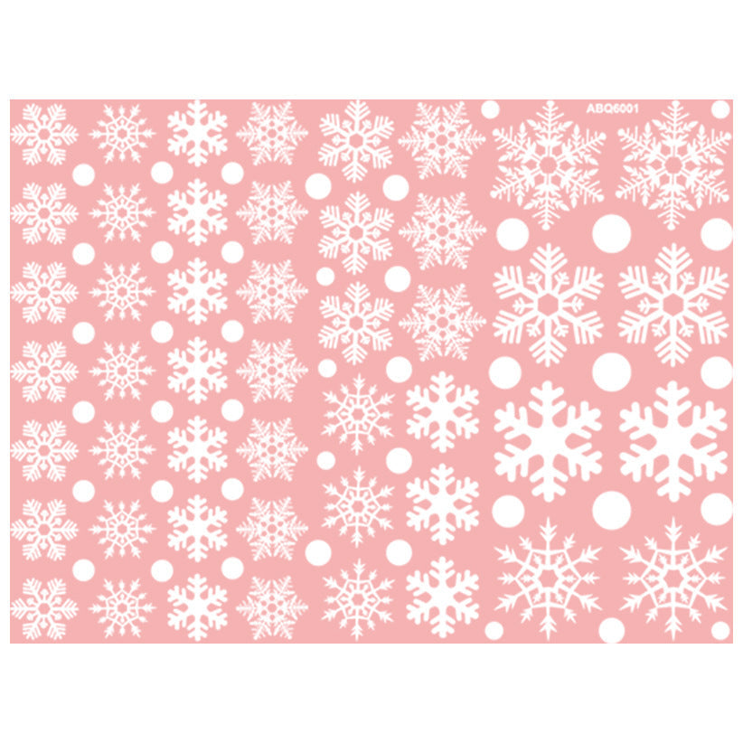 HKM-244435 Large White Snowflake Glass Decoration Stickers - Waterproof PVC Wall Murals for Stylish Holiday Decor