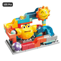 HKM-244563 DIY Assembled Windmill Train Building Block Set - 265pcs Educational Construction Toy for Ages 3 and Up