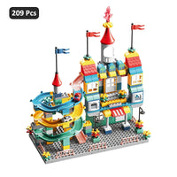 HKM-244563 DIY Assembled Windmill Train Building Block Set - 265pcs Educational Construction Toy for Ages 3 and Up