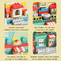 HKM-244563 DIY Assembled Windmill Train Building Block Set - 265pcs Educational Construction Toy for Ages 3 and Up