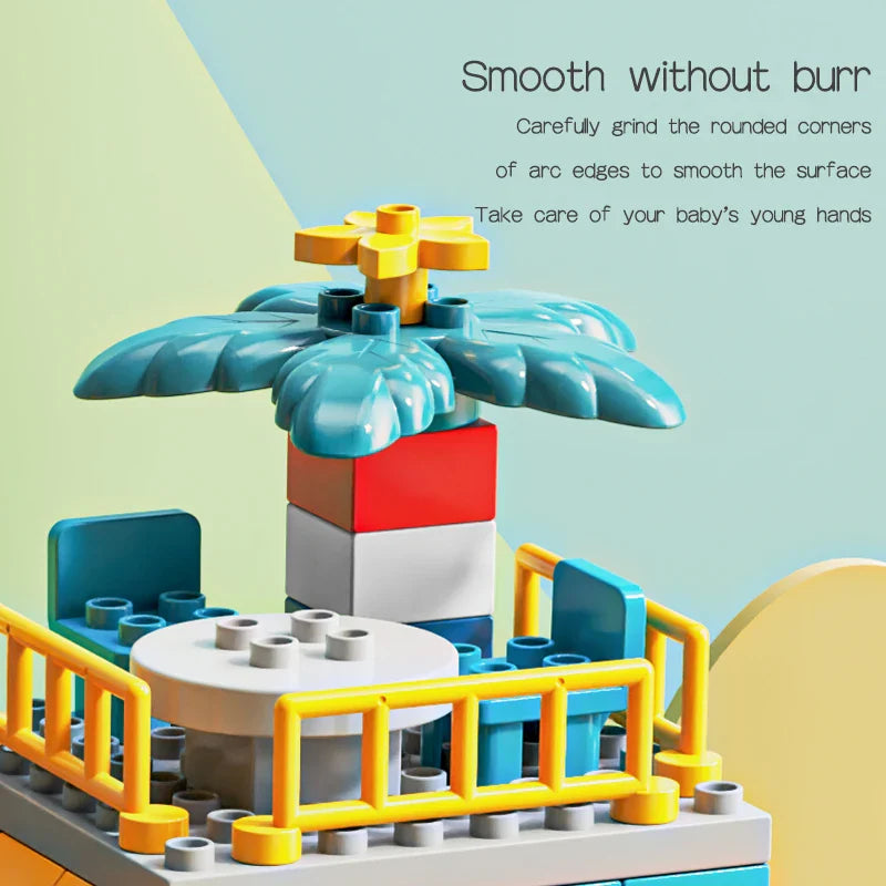 HKM-244563 DIY Assembled Windmill Train Building Block Set - 265pcs Educational Construction Toy for Ages 3 and Up
