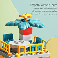 HKM-244563 DIY Assembled Windmill Train Building Block Set - 265pcs Educational Construction Toy for Ages 3 and Up