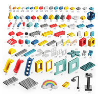 HKM-244563 DIY Assembled Windmill Train Building Block Set - 265pcs Educational Construction Toy for Ages 3 and Up