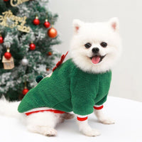 HKM-244563 Velvet Christmas Print Sweater for Pets in Fawn Red and Fawn Green