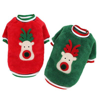 HKM-244563 Velvet Christmas Print Sweater for Pets in Fawn Red and Fawn Green