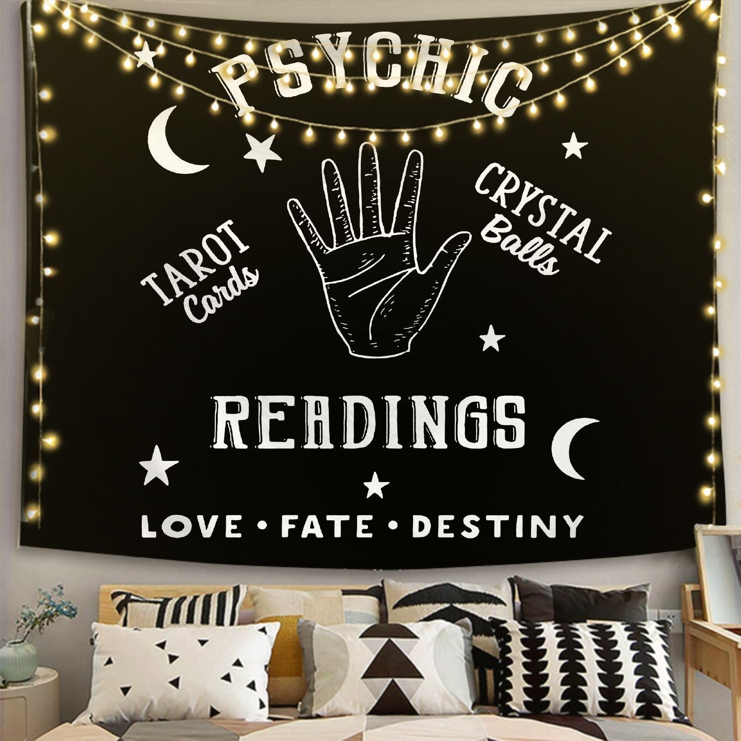 HKM-244819 Black and White 3D Digital Printed Polyester Tapestry for Home and Outdoor Use