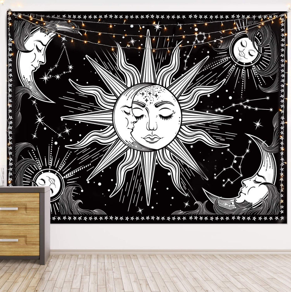 HKM-244819 Black and White 3D Digital Printed Polyester Tapestry for Home and Outdoor Use