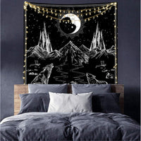 HKM-244819 Black and White 3D Digital Printed Polyester Tapestry for Home and Outdoor Use