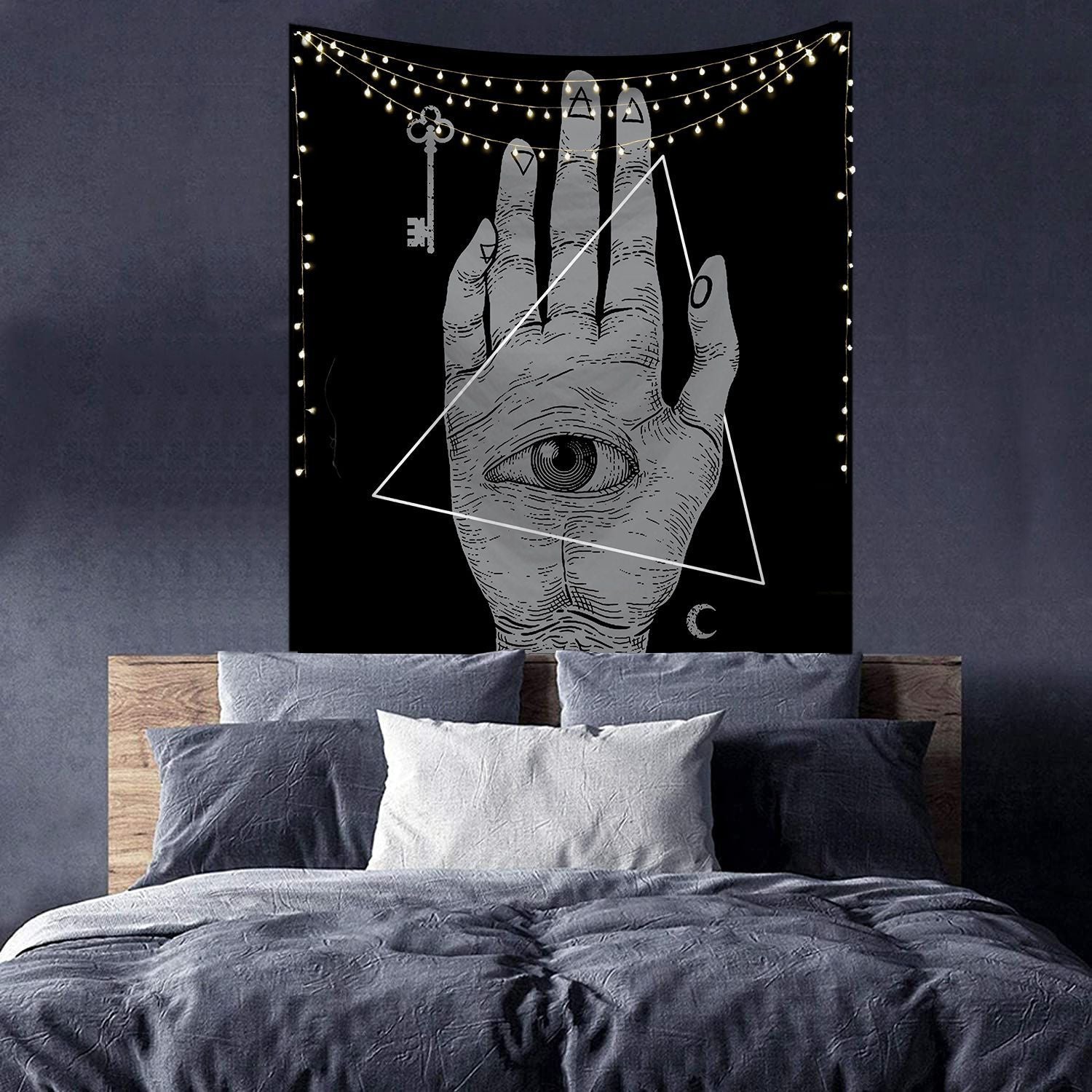 HKM-244819 Black and White 3D Digital Printed Polyester Tapestry for Home and Outdoor Use