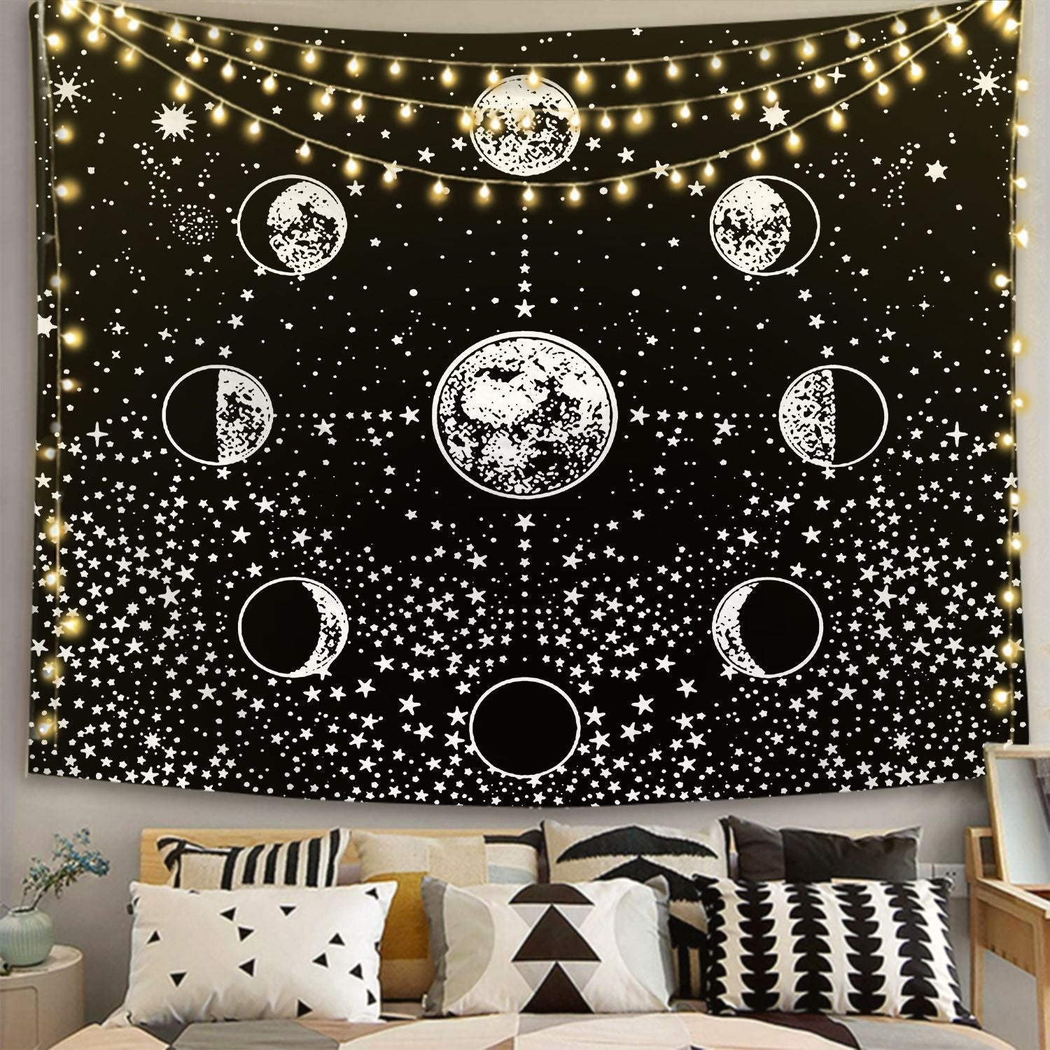 HKM-244819 Black and White 3D Digital Printed Polyester Tapestry for Home and Outdoor Use