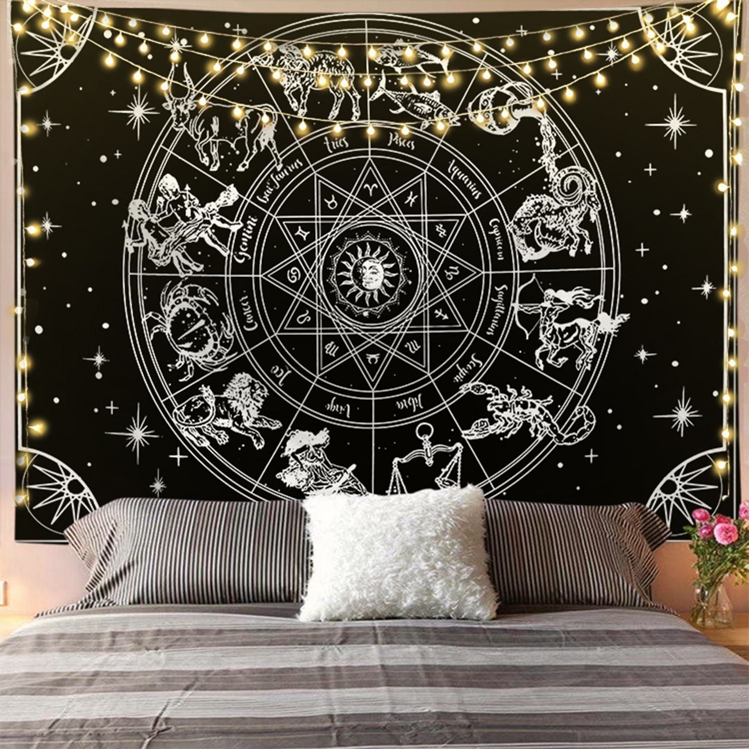 HKM-244819 Black and White 3D Digital Printed Polyester Tapestry for Home and Outdoor Use