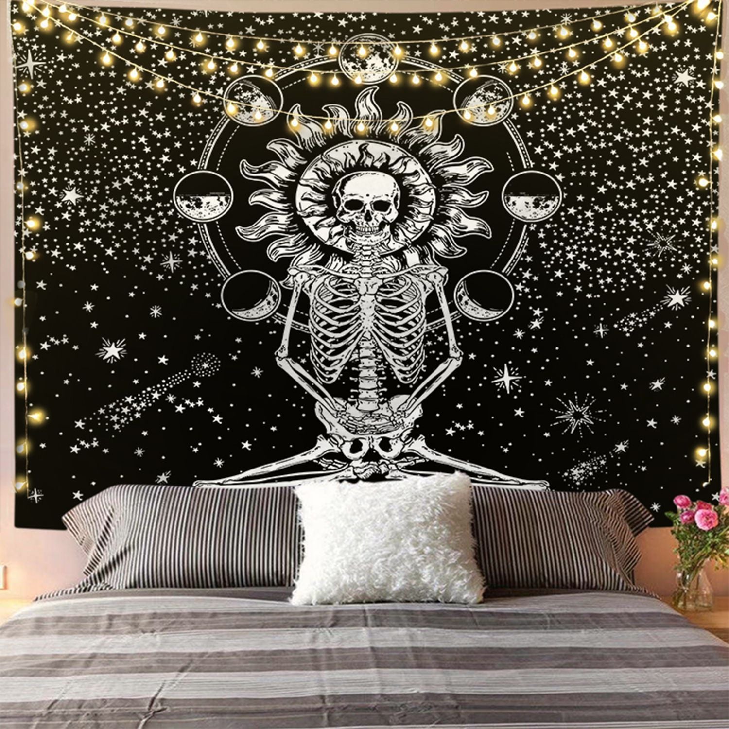 HKM-244819 Black and White 3D Digital Printed Polyester Tapestry for Home and Outdoor Use