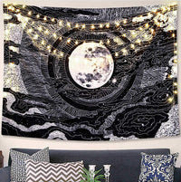 HKM-244819 Black and White 3D Digital Printed Polyester Tapestry for Home and Outdoor Use