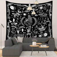 HKM-244819 Black and White 3D Digital Printed Polyester Tapestry for Home and Outdoor Use