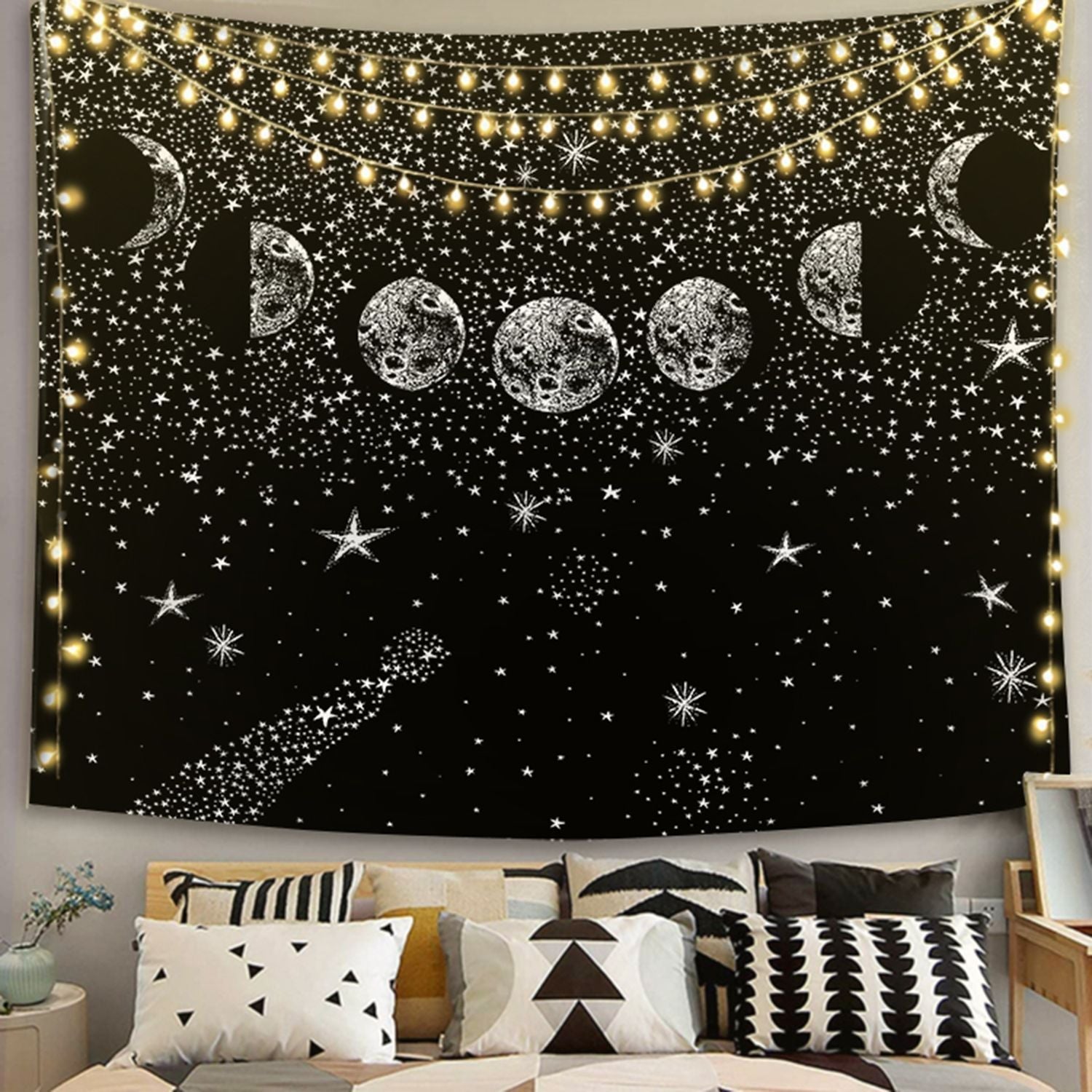 HKM-244819 Black and White 3D Digital Printed Polyester Tapestry for Home and Outdoor Use