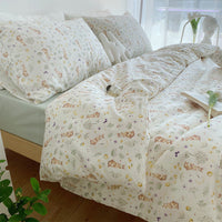 HKM-245139 Cotton Four-Piece Floral Cartoon Quilt Cover Set in Pastoral Style
