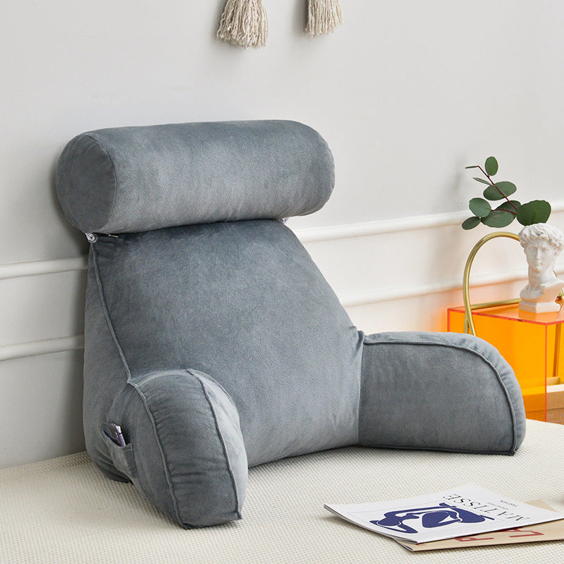 HKM-245267 Korean Style Large Backrest Cushion with Arm and Neck Support, Linen & Pearl Cotton Filling